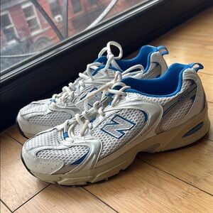 New Balance 530 Off-White and Blue Sneakers